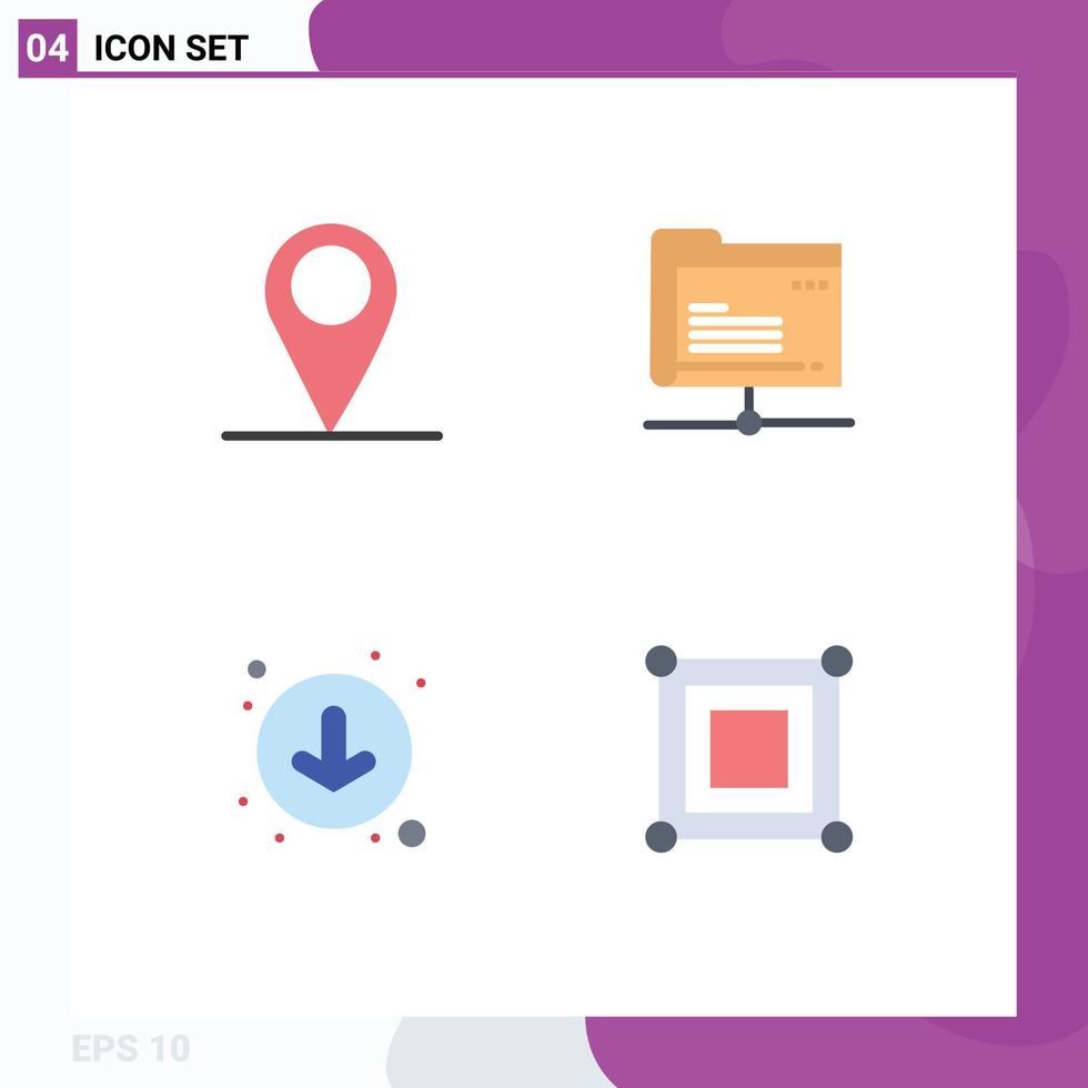User Interface Pack of 4 Basic Flat Icons of gps down data storage game Editable Vector Design Elements