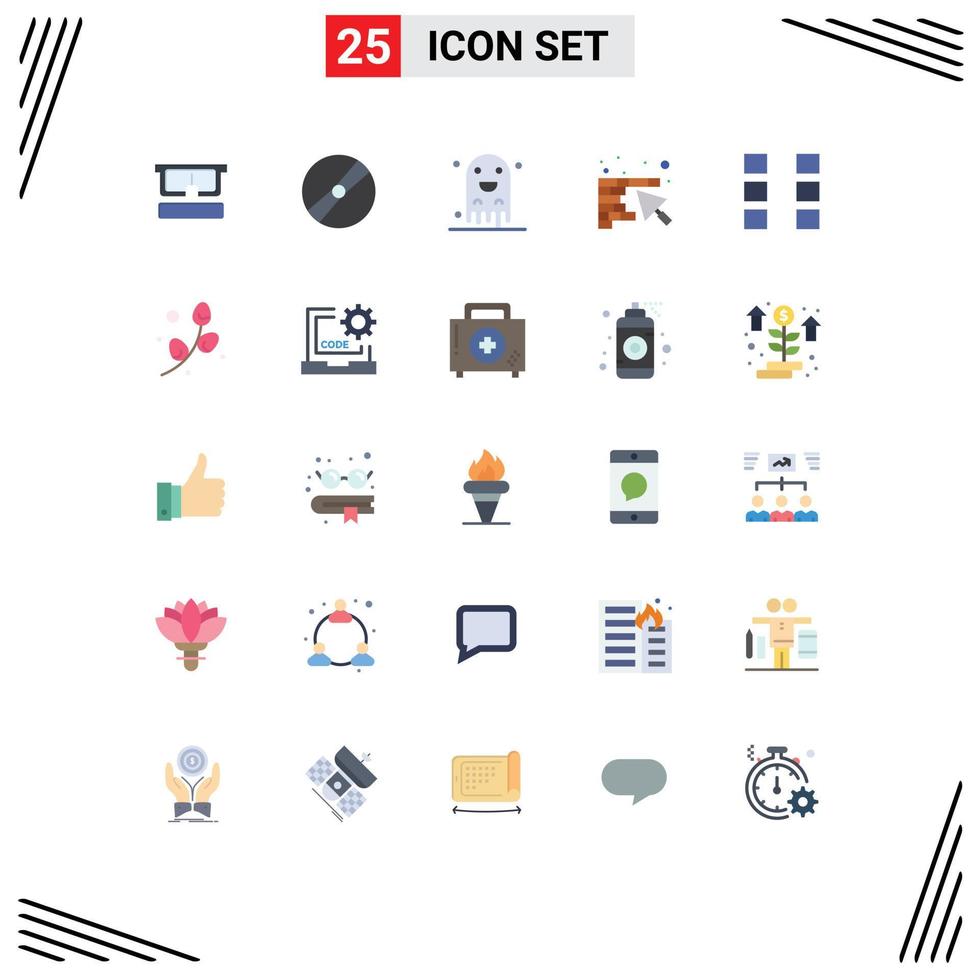 25 Universal Flat Color Signs Symbols of layout tool pokemon construction scary Editable Vector Design Elements