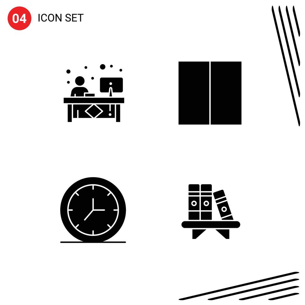 Universal Icon Symbols Group of Modern Solid Glyphs of clerk clock front interface wall Editable Vector Design Elements
