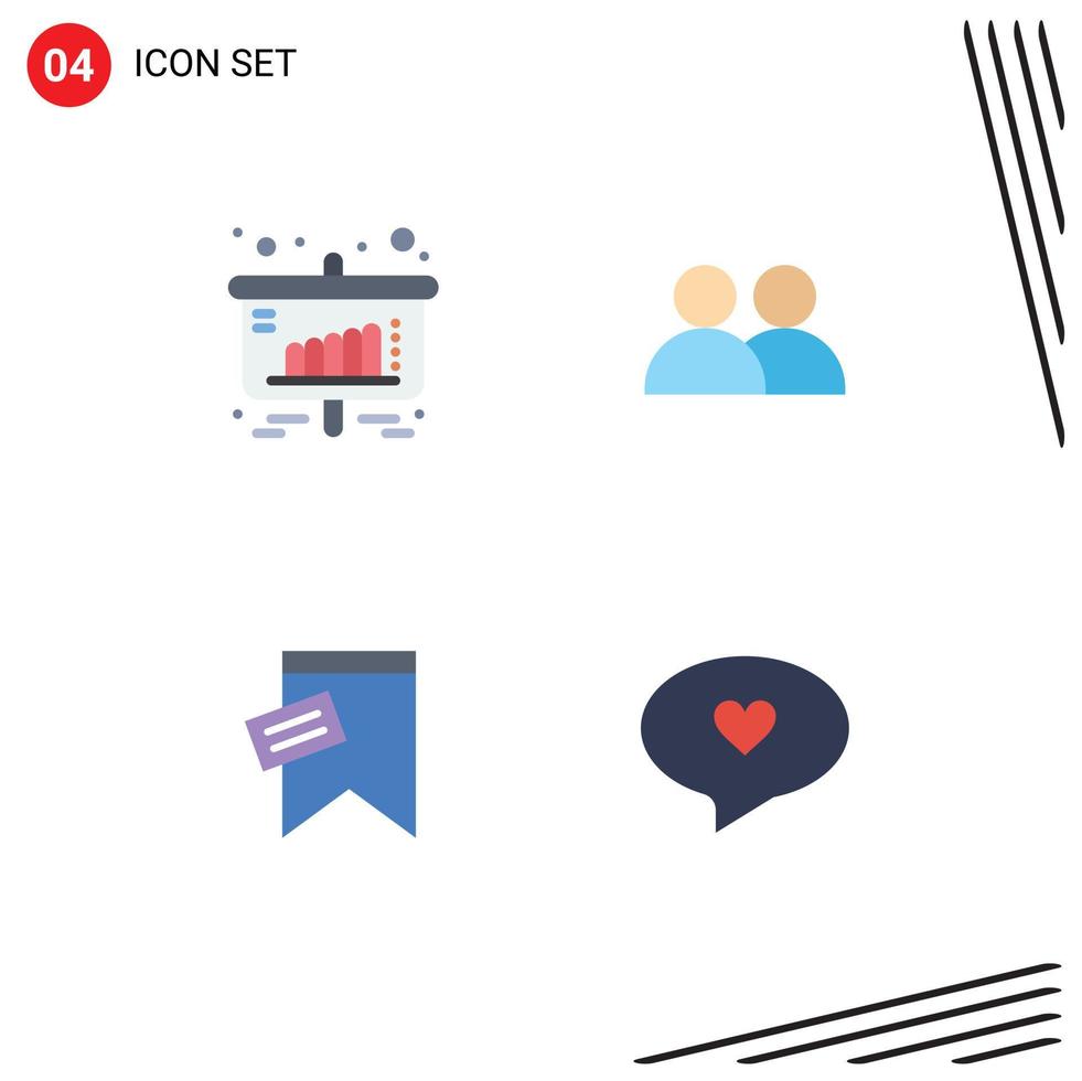 Group of 4 Modern Flat Icons Set for business tag sales user text Editable Vector Design Elements