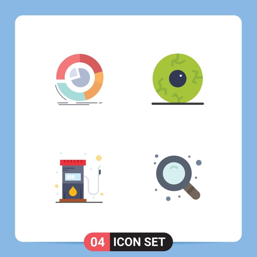 Pictogram Set of 4 Simple Flat Icons of analysis fuel diagram fear station Editable Vector Design Elements