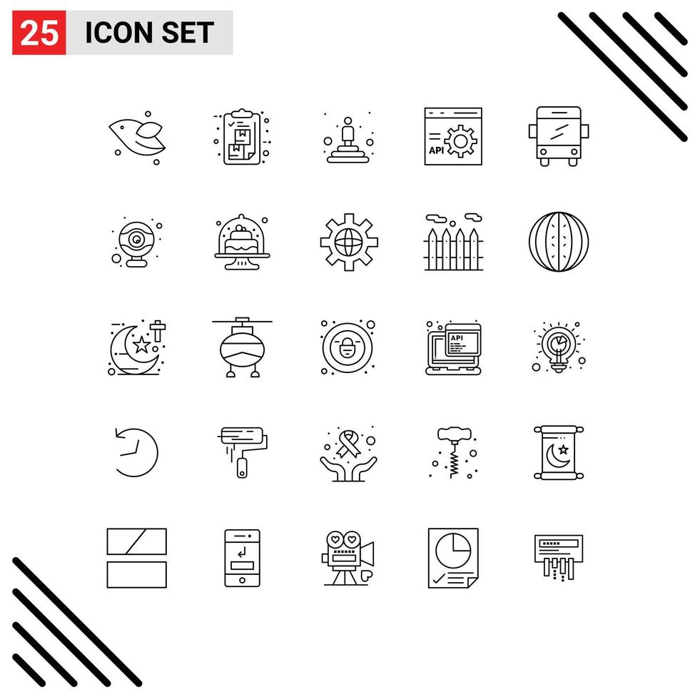 Group of 25 Modern Lines Set for programming develop package coding winner Editable Vector Design Elements