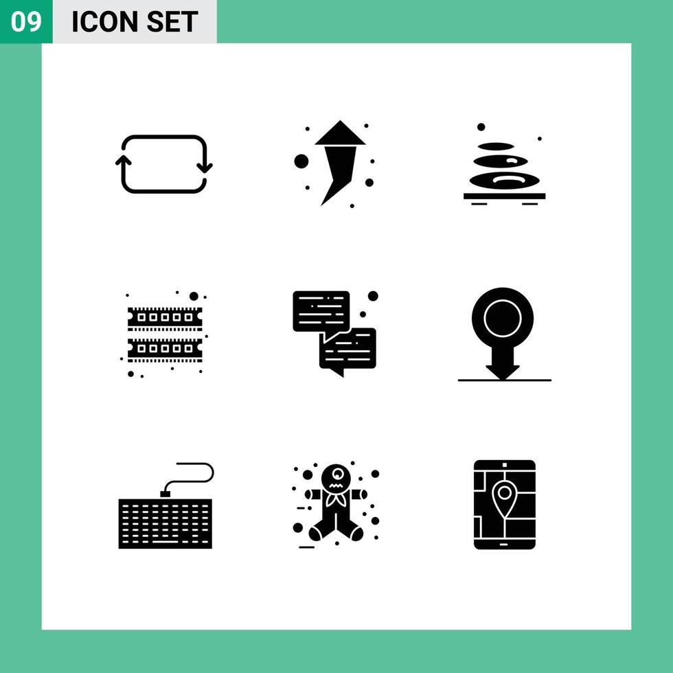 9 User Interface Solid Glyph Pack of modern Signs and Symbols of chat ram massage hardware computer Editable Vector Design Elements