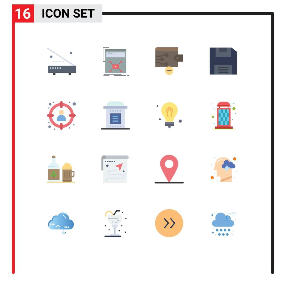16 Flat Color concept for Websites Mobile and Apps head save web floppy wallet Editable Pack of Creative Vector Design Elements