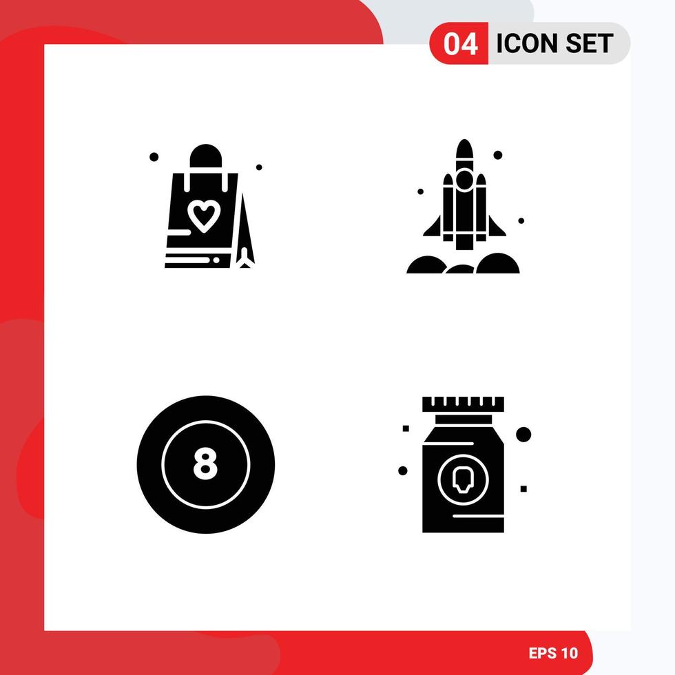 Universal Solid Glyphs Set for Web and Mobile Applications shopping bag billiard launcher transport drug Editable Vector Design Elements