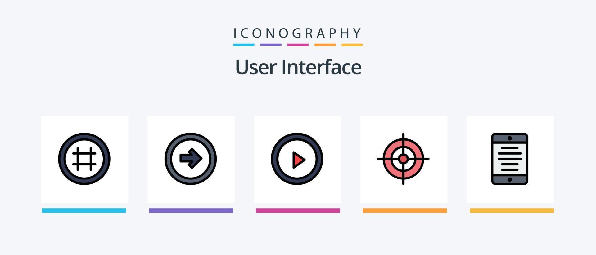 User Interface Line Filled 5 Icon Pack Including setting. gear. stop. right. user. Creative Icons Design vector