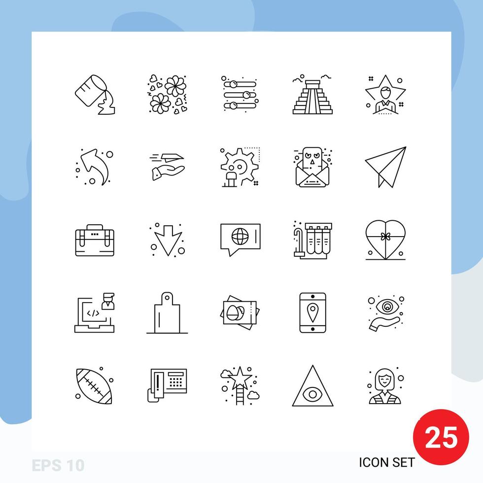 conjunto de 25 vector líneas en cuadrícula para usuario brillante opciones Estados Unidos punto de referencia editable vector diseño elementos