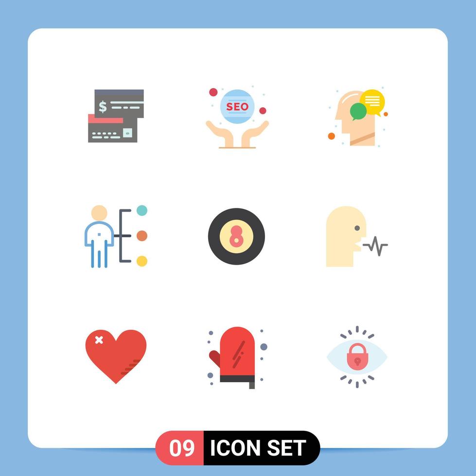 Set of 9 Modern UI Icons Symbols Signs for job abilities seo talk human Editable Vector Design Elements