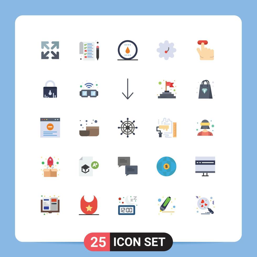 Pictogram Set of 25 Simple Flat Colors of ecommerce lock power gesture click Editable Vector Design Elements