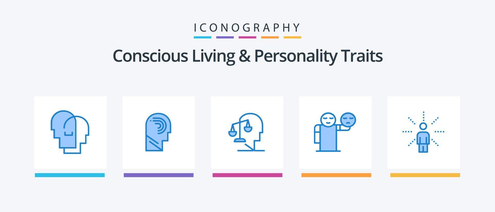 Concious Living And Personality Traits Blue 5 Icon Pack Including healthcare. hand. switch. man. integrity. Creative Icons Design vector