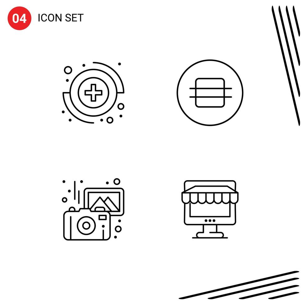 4 Creative Icons Modern Signs and Symbols of capture photos diet macaroon ecommerce Editable Vector Design Elements