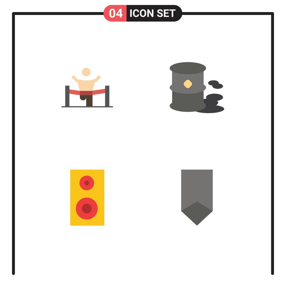 Pictogram Set of 4 Simple Flat Icons of winner garbage leader race study Editable Vector Design Elements