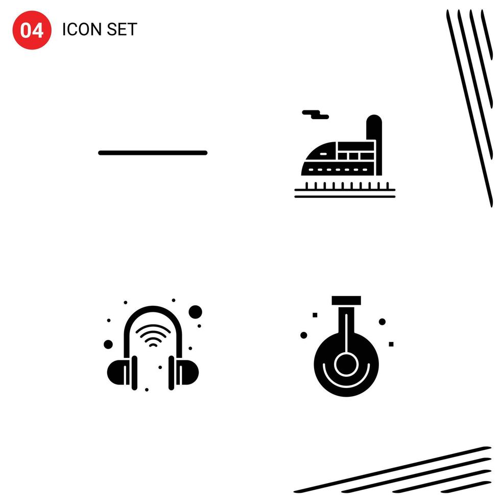 Modern Set of 4 Solid Glyphs and symbols such as minus chemistry transport technology research Editable Vector Design Elements