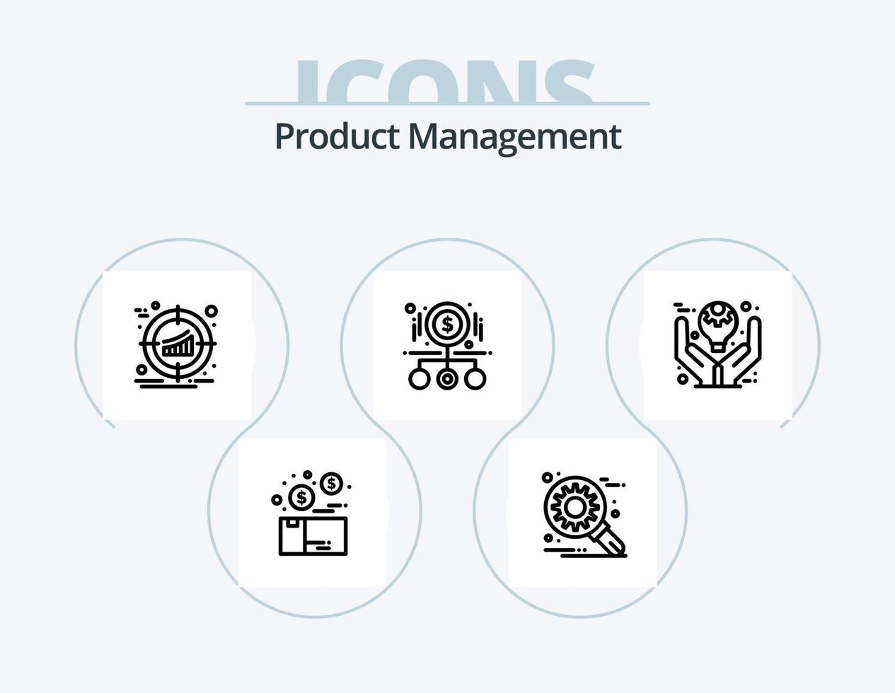 producto administración línea icono paquete 5 5 icono diseño. aumentador. en línea. negocio. global. marca vector