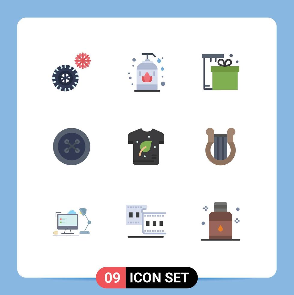 Stock Vector Icon Pack of 9 Line Signs and Symbols for ecology earth day package sew clothing Editable Vector Design Elements