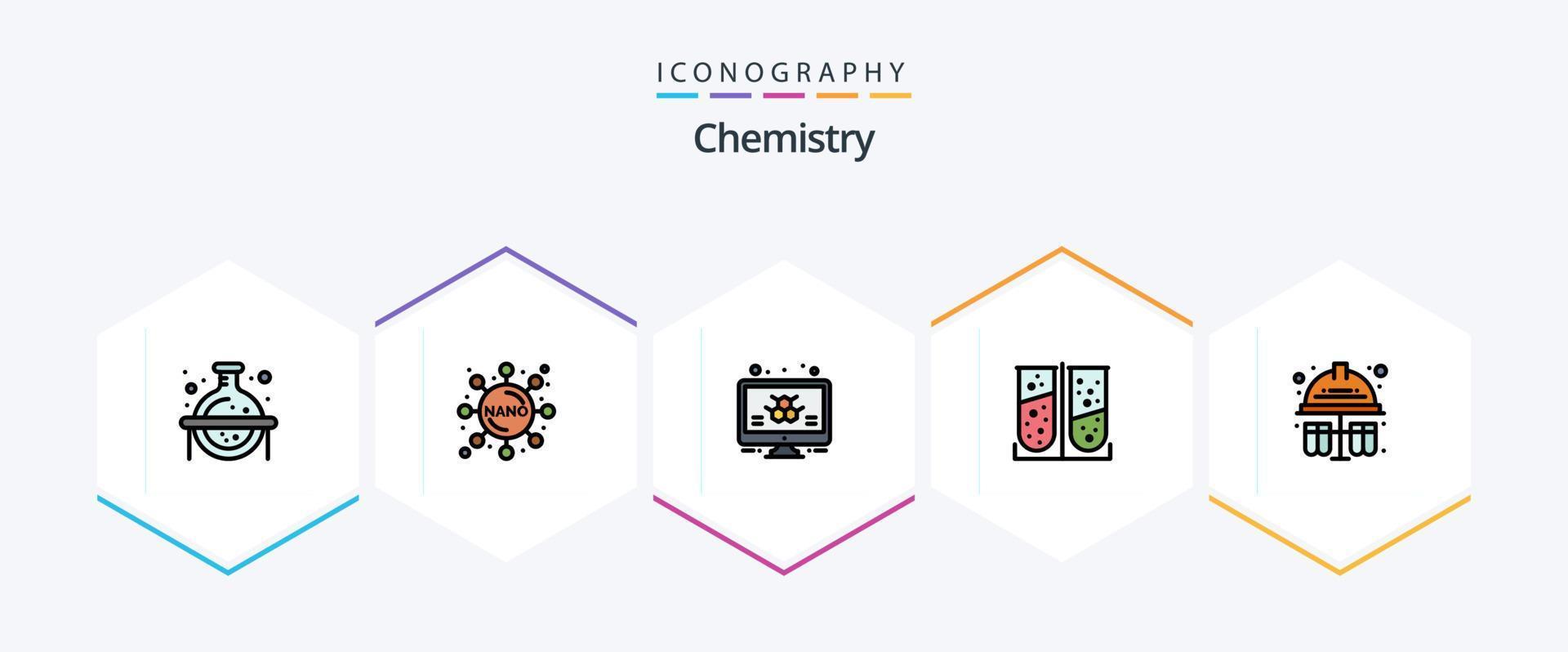 química 25 línea de relleno icono paquete incluso químico. prueba. información laboratorio prueba. químico vector