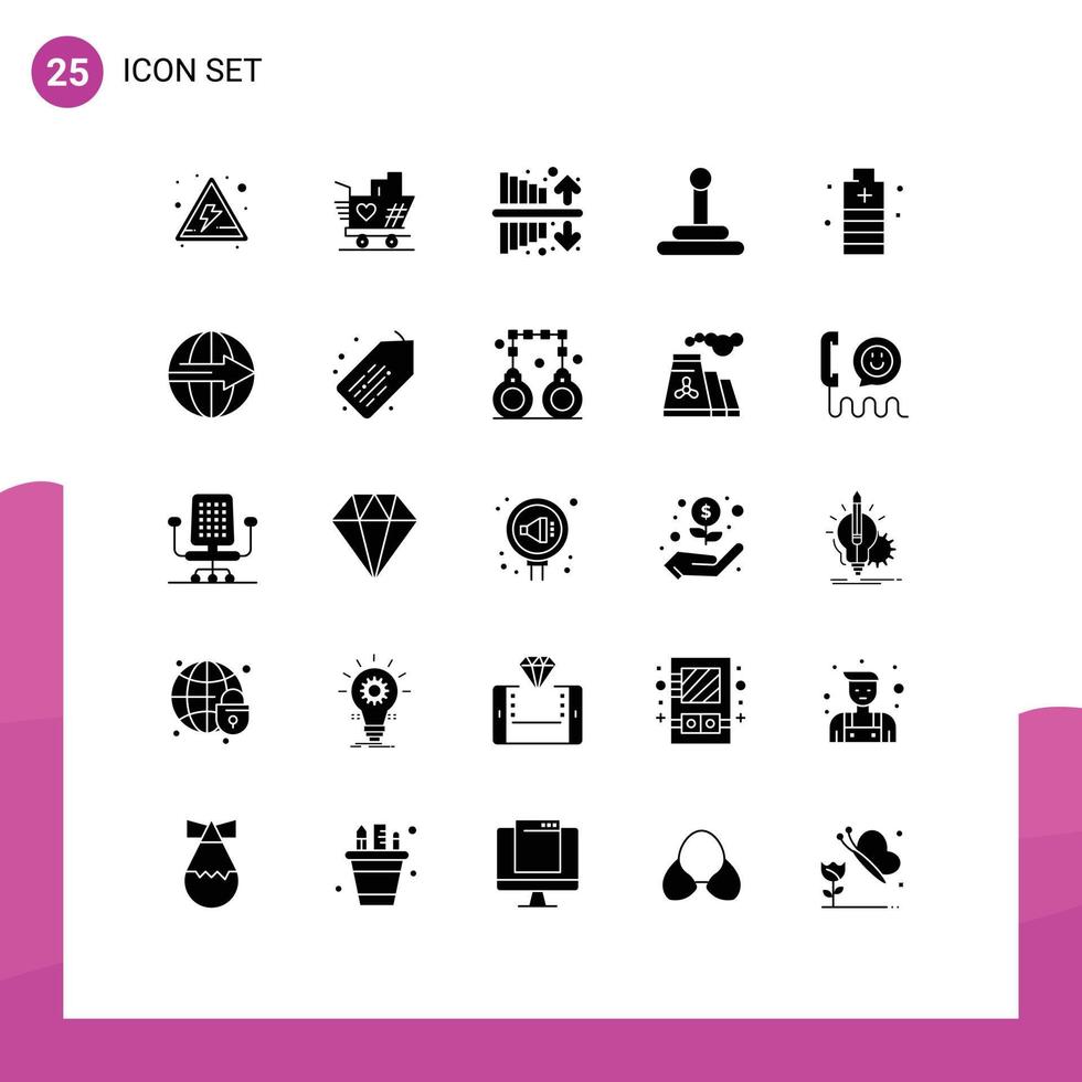 Group of 25 Solid Glyphs Signs and Symbols for safe essential income energy van Editable Vector Design Elements