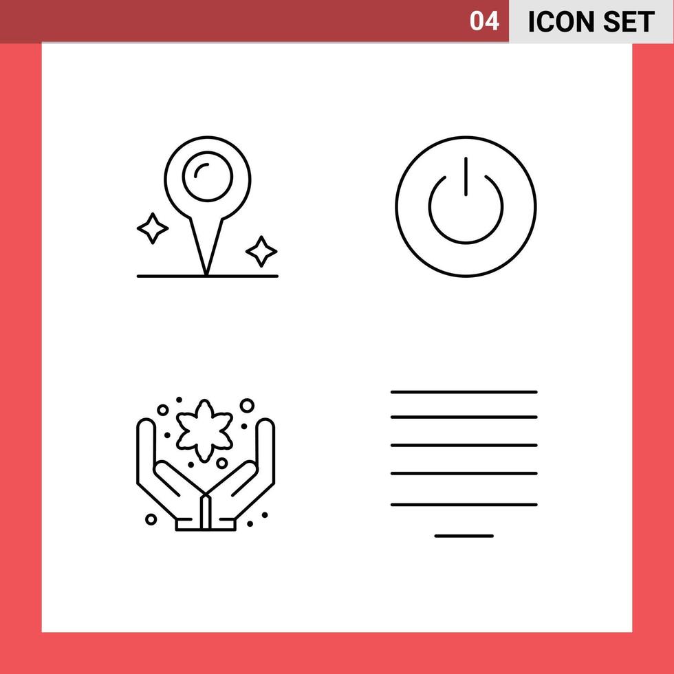 Group of 4 Modern Filledline Flat Colors Set for map care interface ui align Editable Vector Design Elements