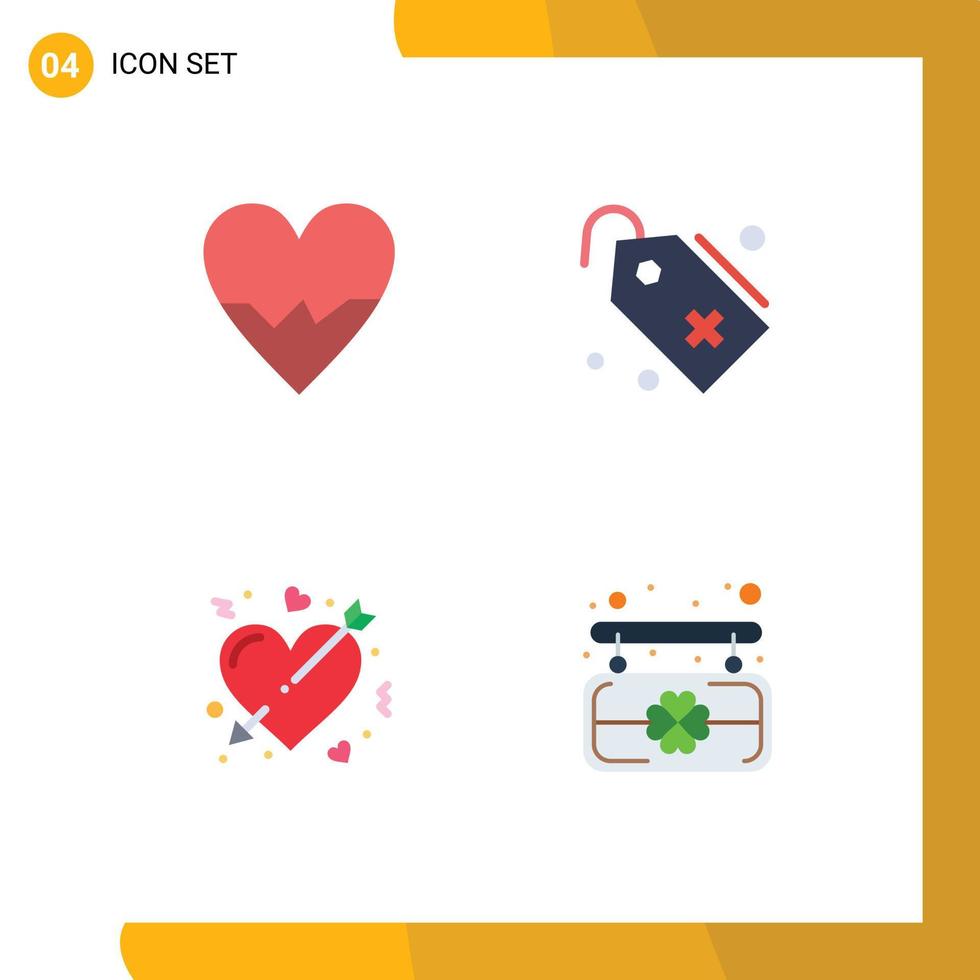 Pack of 4 Modern Flat Icons Signs and Symbols for Web Print Media such as heart cupid skin add love Editable Vector Design Elements