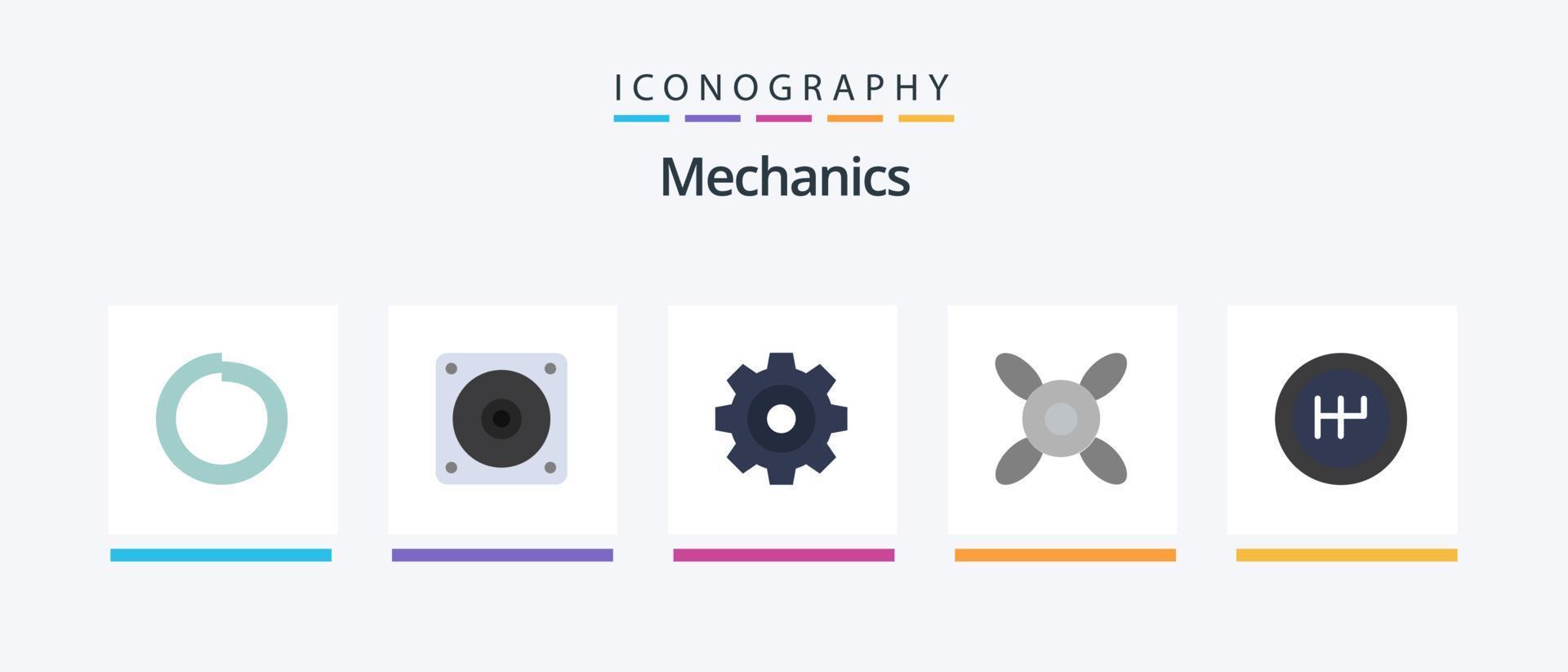 mecánica plano 5 5 icono paquete incluso . dibujo. mecánica. creativo íconos diseño vector