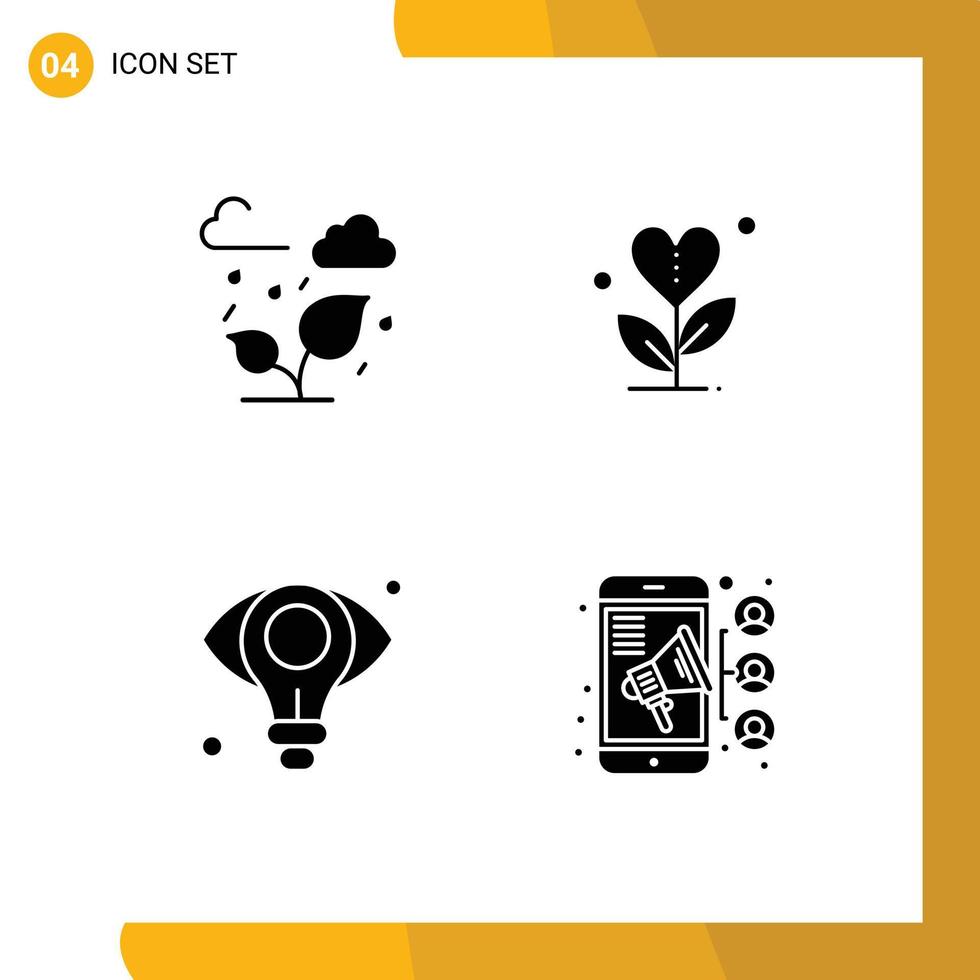4 4 creativo íconos moderno señales y símbolos de verde negocio hoja crecimiento bulbo editable vector diseño elementos