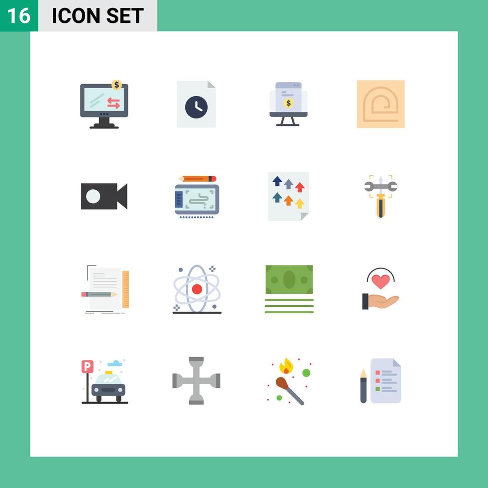 Set of 16 Modern UI Icons Symbols Signs for cam password online fingerprint block Editable Pack of Creative Vector Design Elements