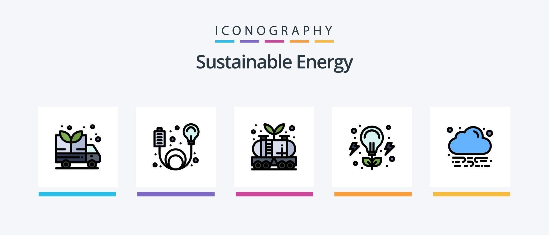 Sustainable Energy Line Filled 5 Icon Pack Including gas. diesel. renewable. biodiesel. green energy. Creative Icons Design vector