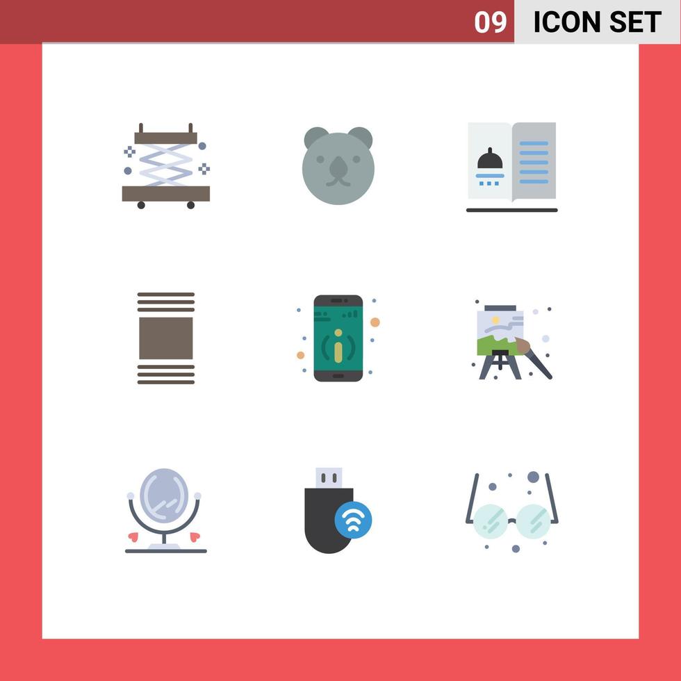 Modern Set of 9 Flat Colors and symbols such as easel information menu detail thumbnails Editable Vector Design Elements