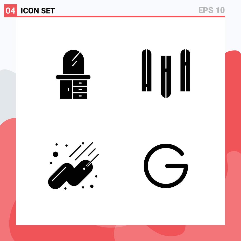 Pack of 4 creative Solid Glyphs of home gulden document satellite crypto Editable Vector Design Elements