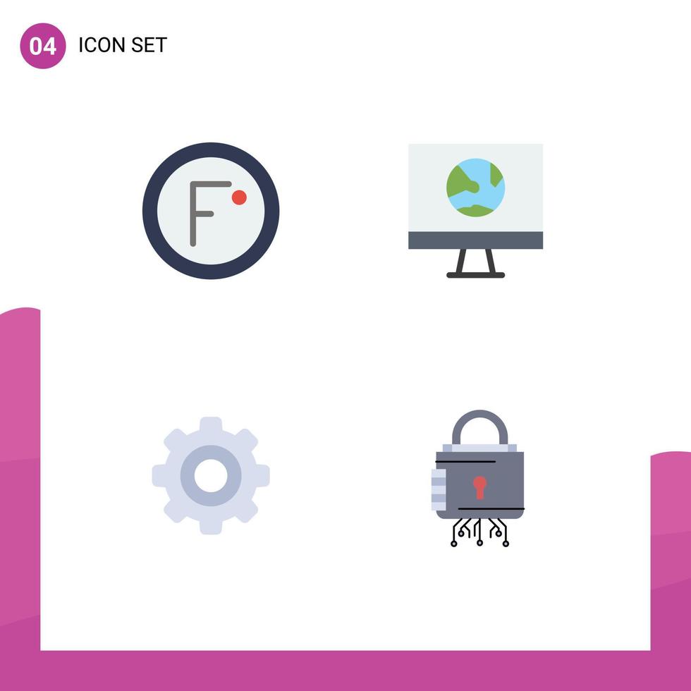 Pack of 4 creative Flat Icons of climate network temperature computer general Editable Vector Design Elements