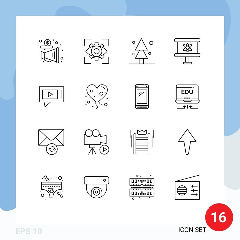 Stock Vector Icon Pack of 16 Line Signs and Symbols for chat science vision board tree Editable Vector Design Elements