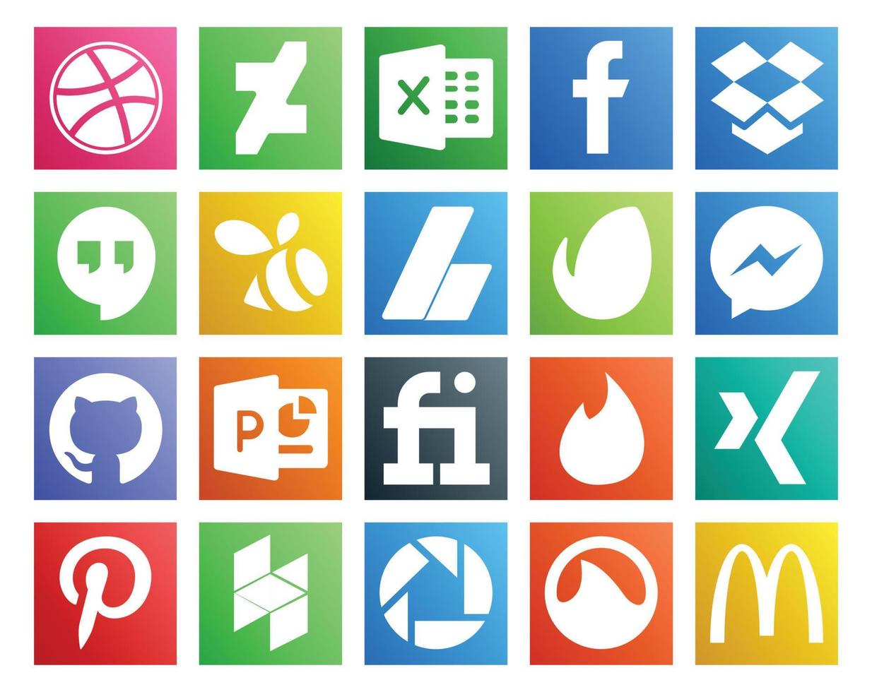 20 Social Media Icon Pack Including houzz xing ads tinder powerpoint vector