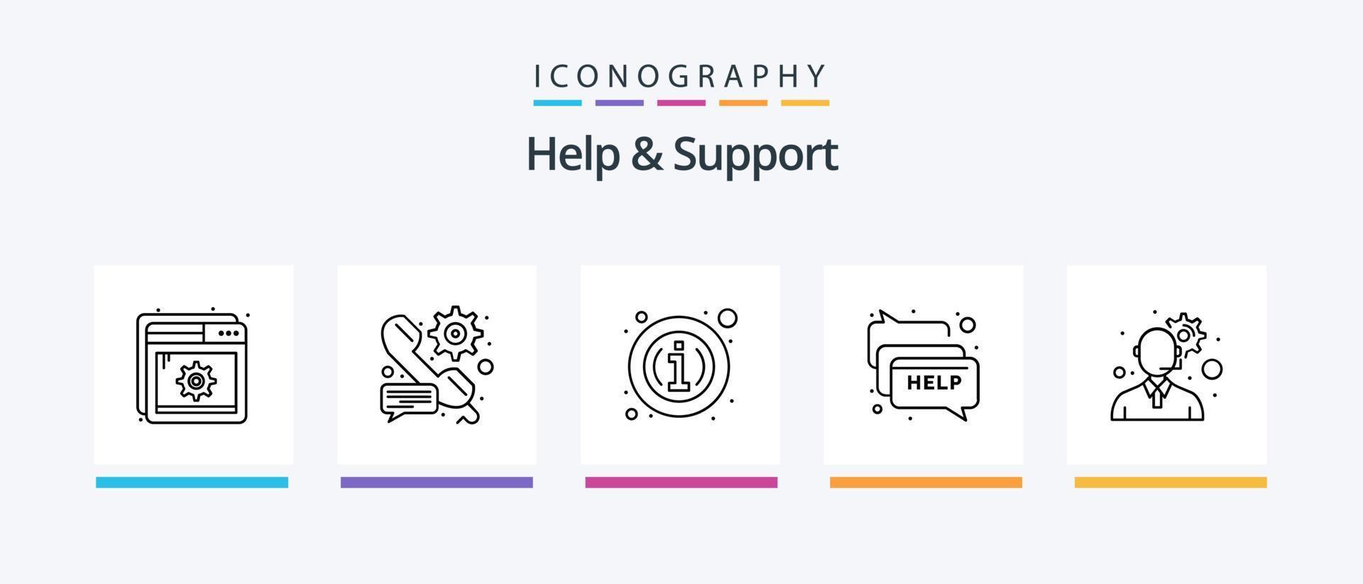 Help And Support Line 5 Icon Pack Including online. business. headphones. support. faq. Creative Icons Design vector