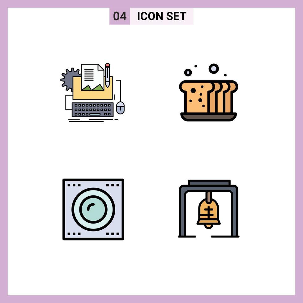 4 Creative Icons Modern Signs and Symbols of type writer meal paper baking gadgets Editable Vector Design Elements
