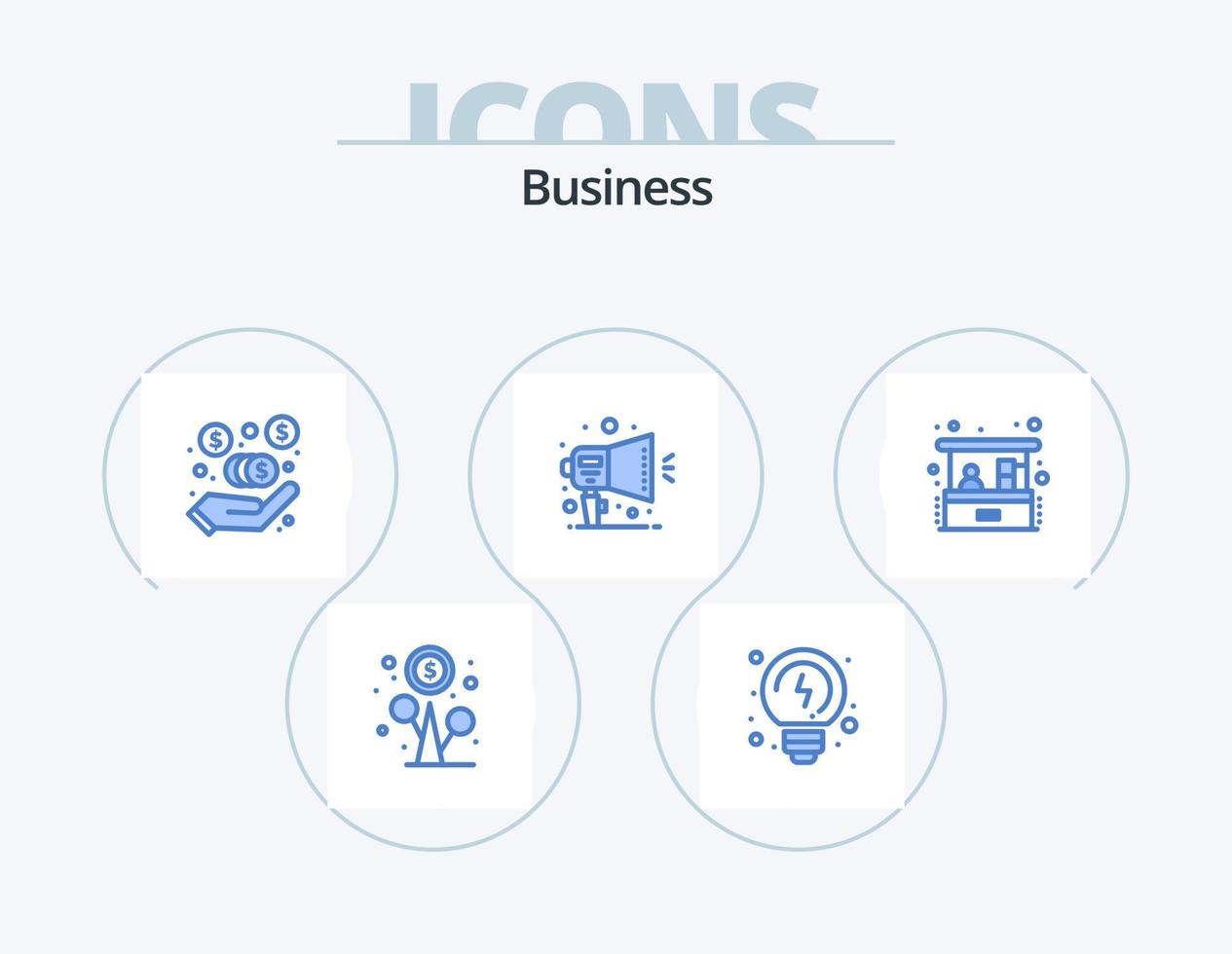 negocio azul icono paquete 5 5 icono diseño. pequeño negocio. hogar negocio. inversión. inversión. promoción vector