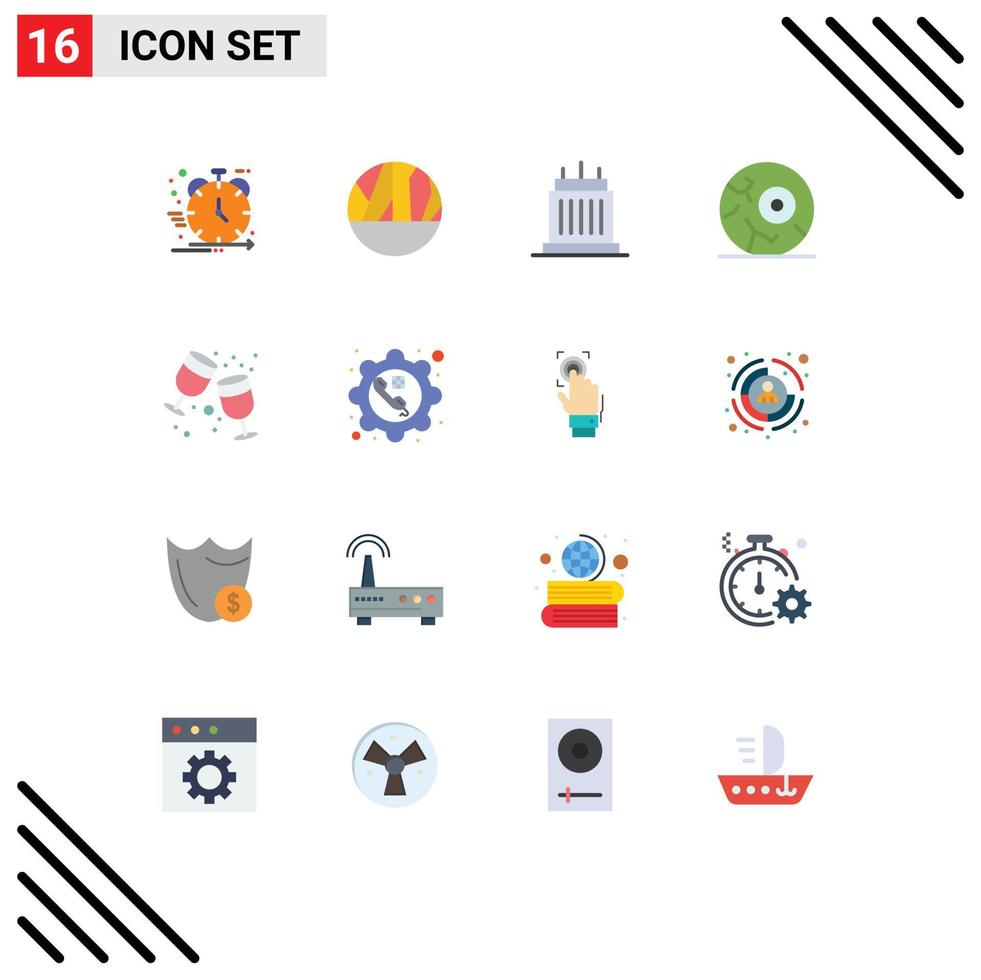 Group of 16 Flat Colors Signs and Symbols for space moon skin wound halloween property Editable Pack of Creative Vector Design Elements