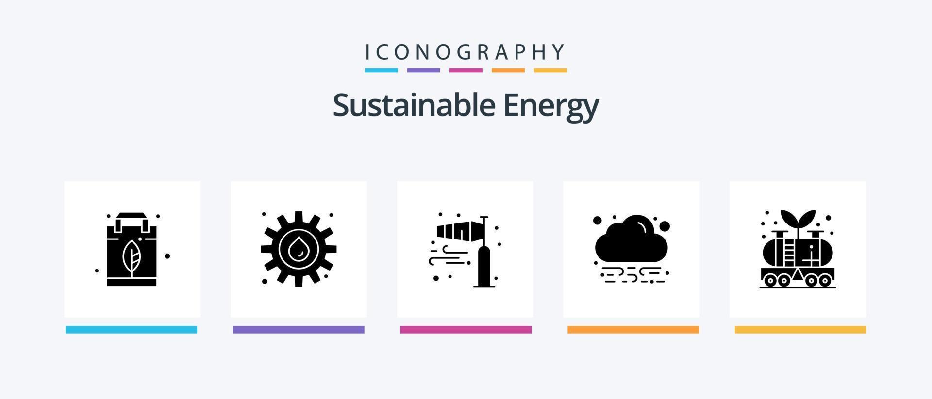 Sustainable Energy Glyph 5 Icon Pack Including industry. cloud. air. green. storm. Creative Icons Design vector