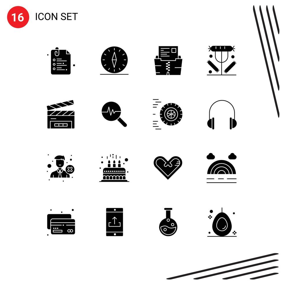 Set of 16 Modern UI Icons Symbols Signs for food dinner travel breakfast file Editable Vector Design Elements