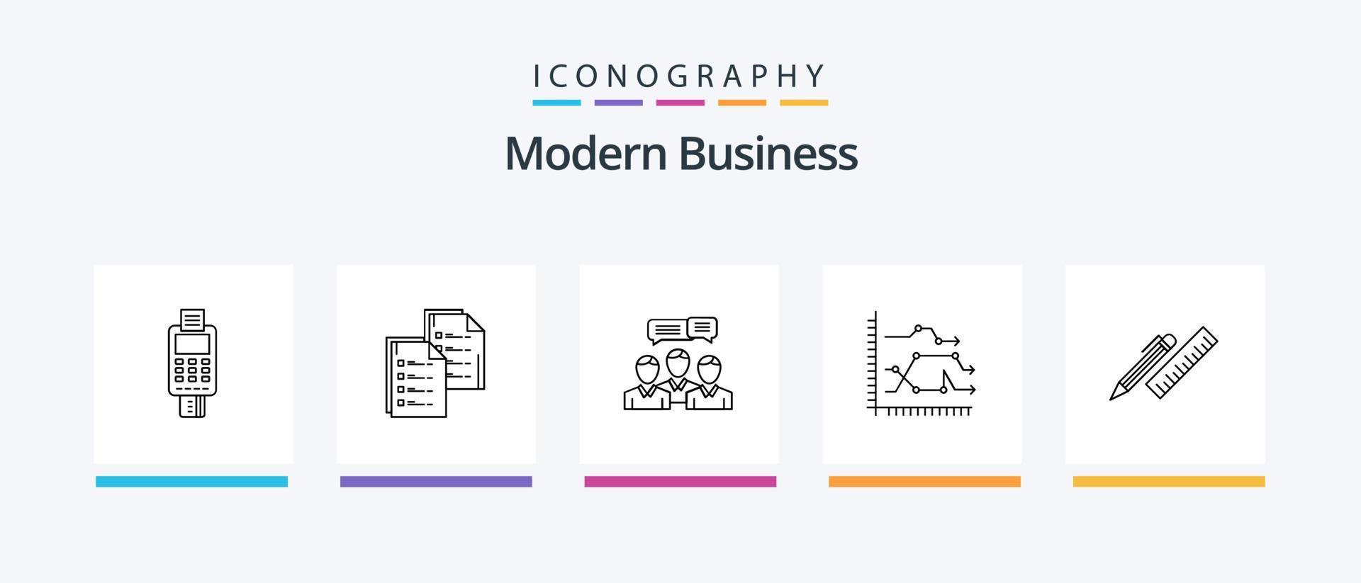 Modern Business Line 5 Icon Pack Including fingerprint. graph. hand. diagram. business. Creative Icons Design vector