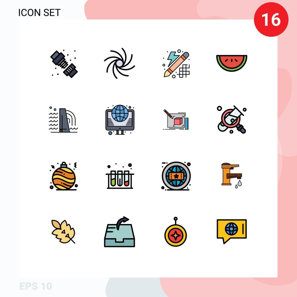 Stock Vector Icon Pack of 16 Line Signs and Symbols for industry construction design building fruit Editable Creative Vector Design Elements