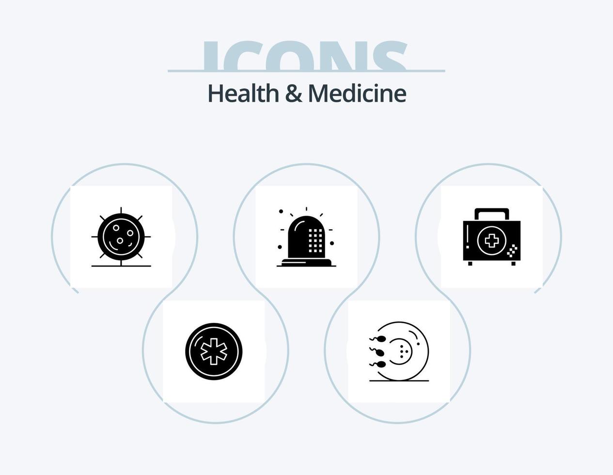 Health and Medicine Glyph Icon Pack 5 Icon Design. fitness. ambulance. health. medicine. form vector