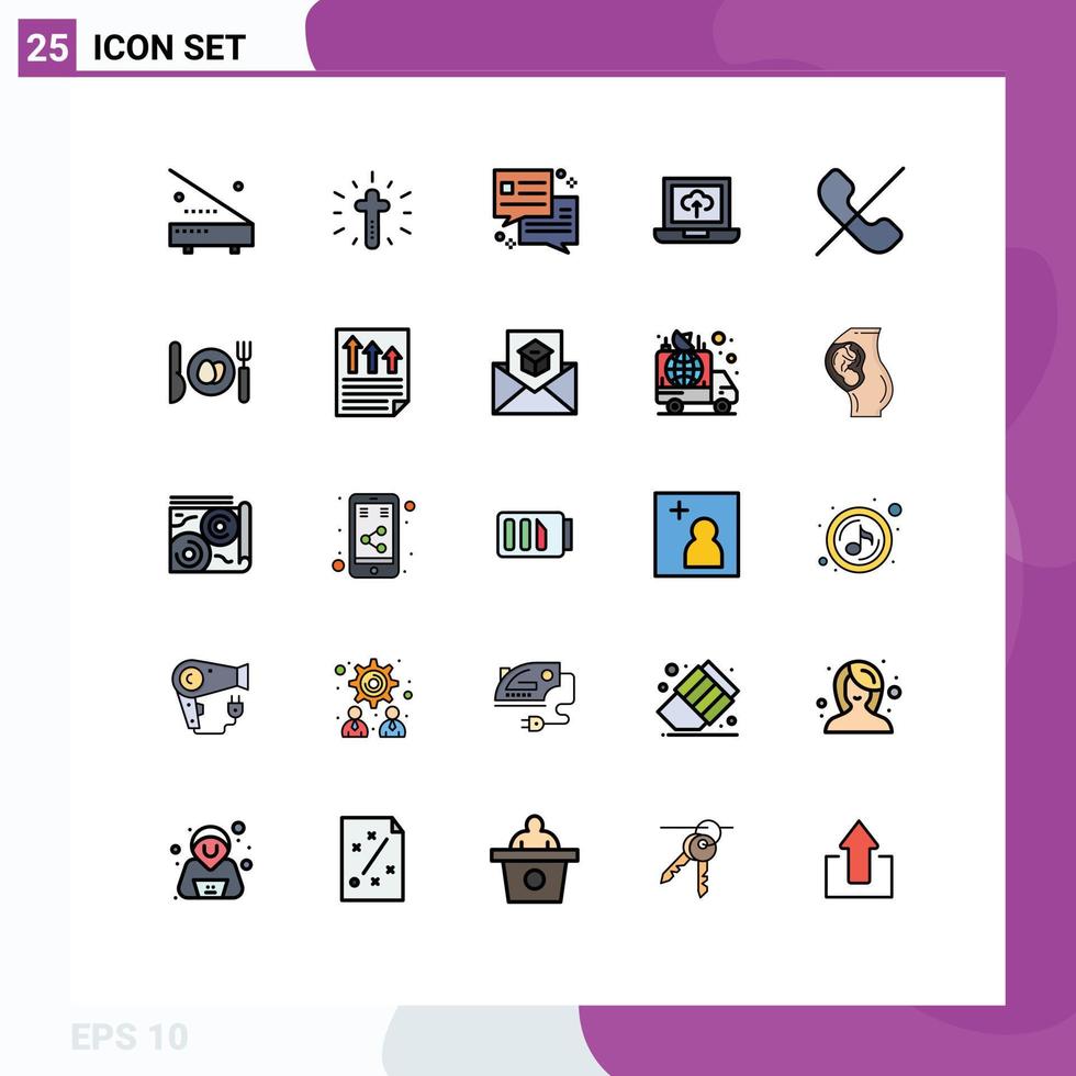 Modern Set of 25 Filled line Flat Colors Pictograph of mobile call easter arrow laptop Editable Vector Design Elements