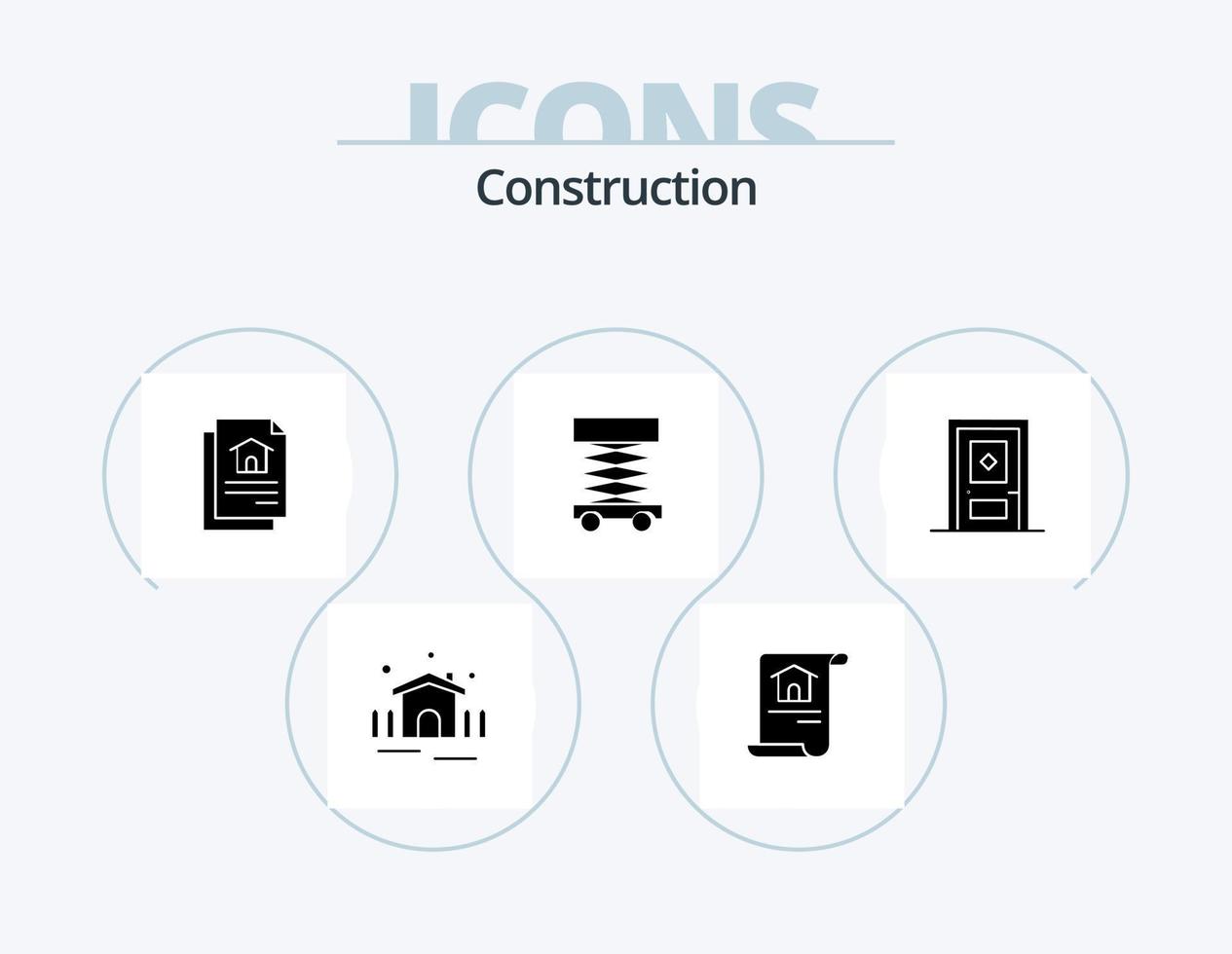 Construction Glyph Icon Pack 5 Icon Design. construction. building. file. structure. develop vector