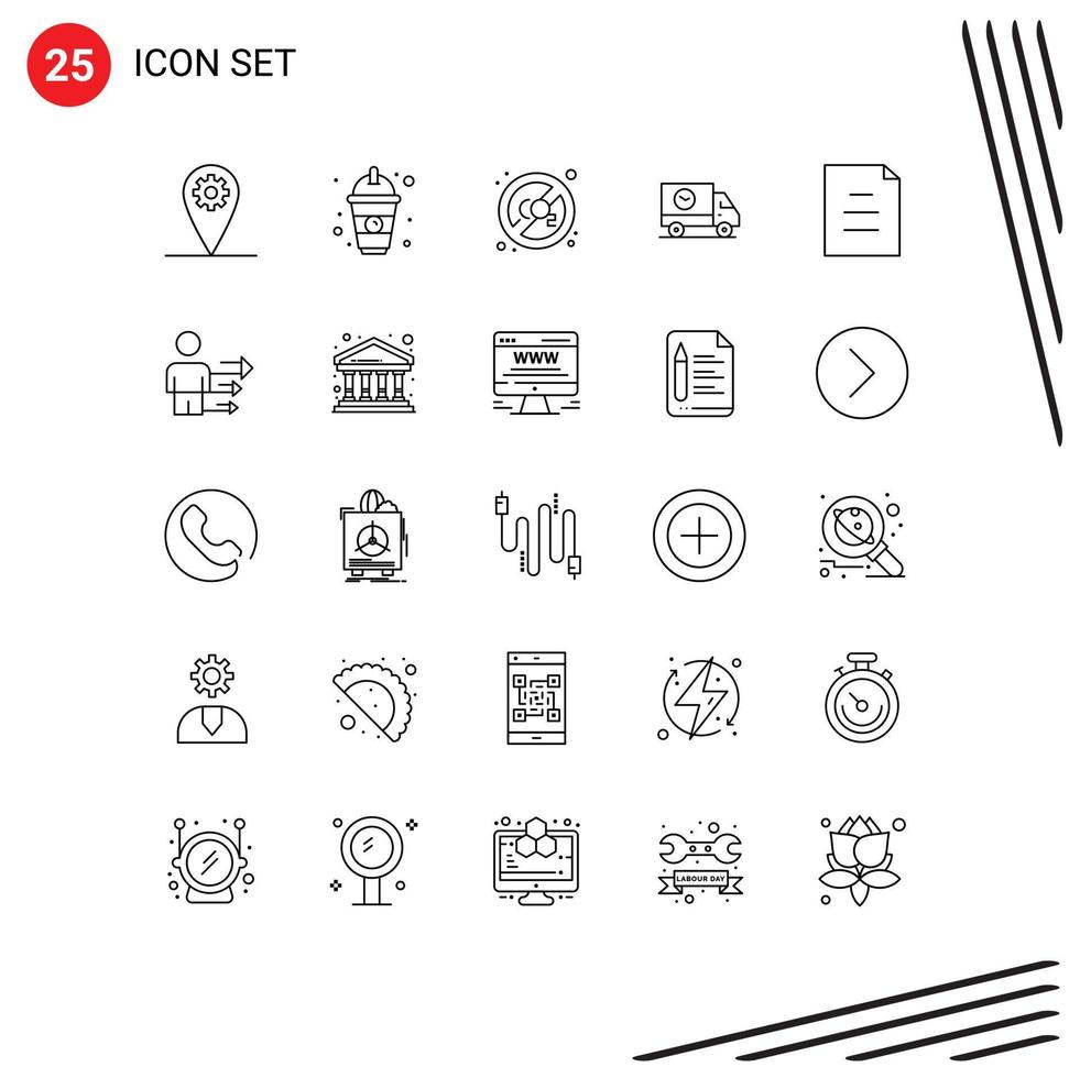 Line Pack of 25 Universal Symbols of file truck gas speed ecommerce Editable Vector Design Elements