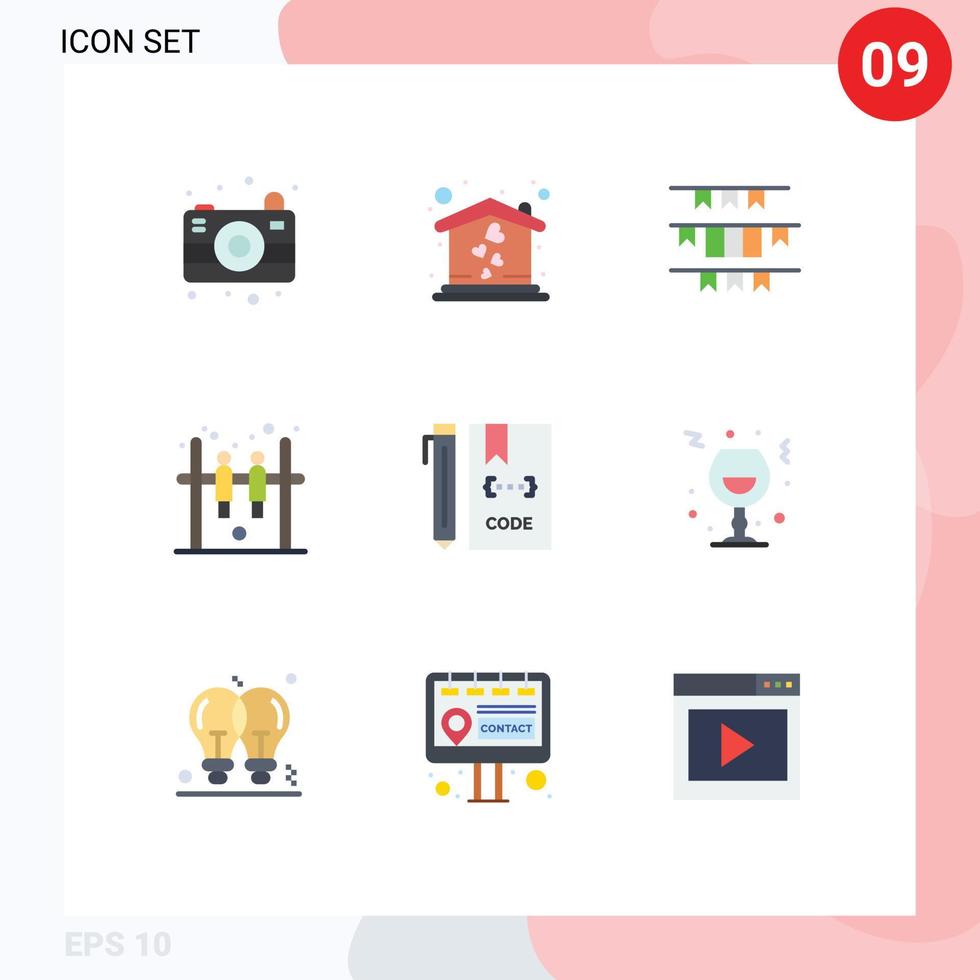 9 Universal Flat Colors Set for Web and Mobile Applications development coding garland code game Editable Vector Design Elements