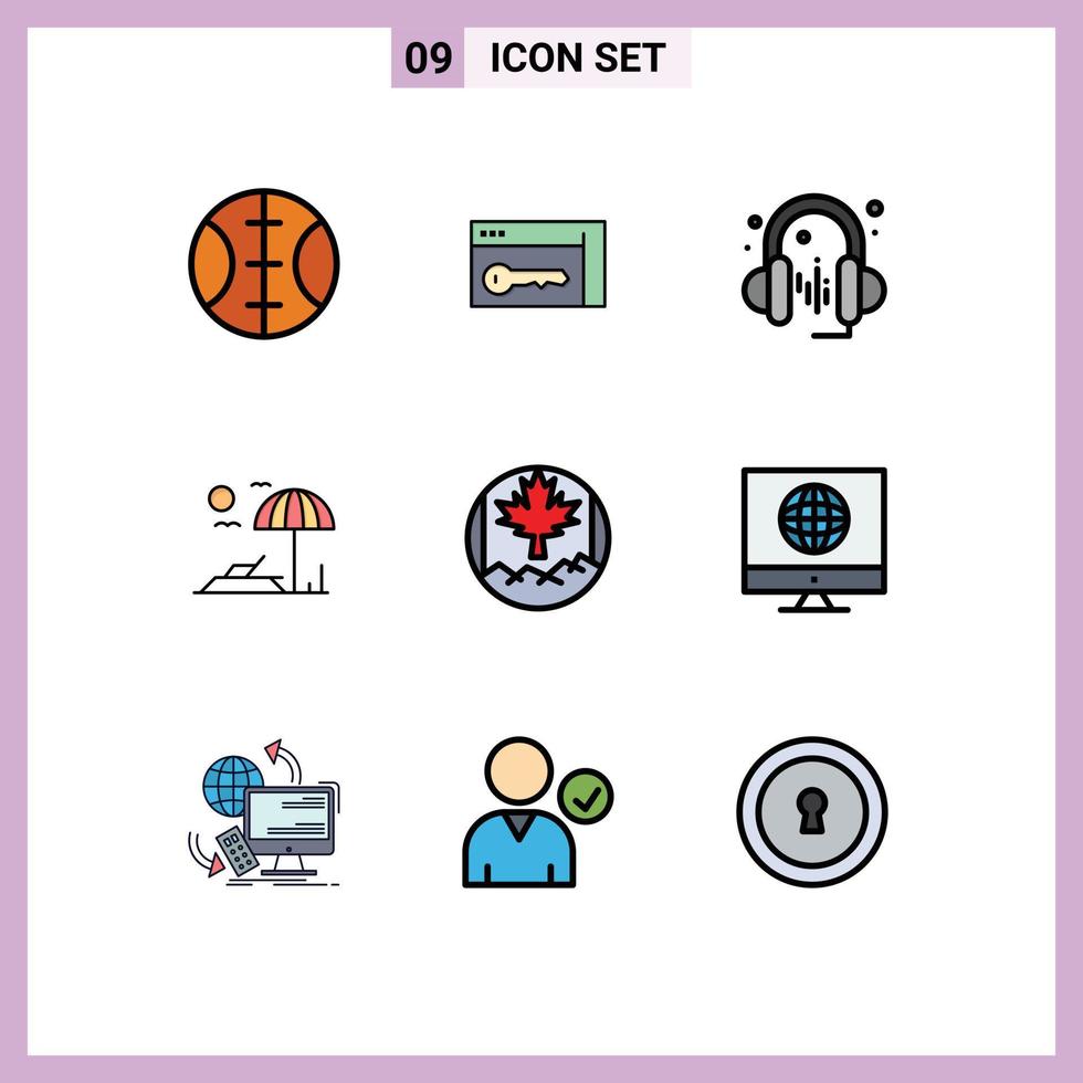 Pictogram Set of 9 Simple Filledline Flat Colors of news communication sound flag canada Editable Vector Design Elements