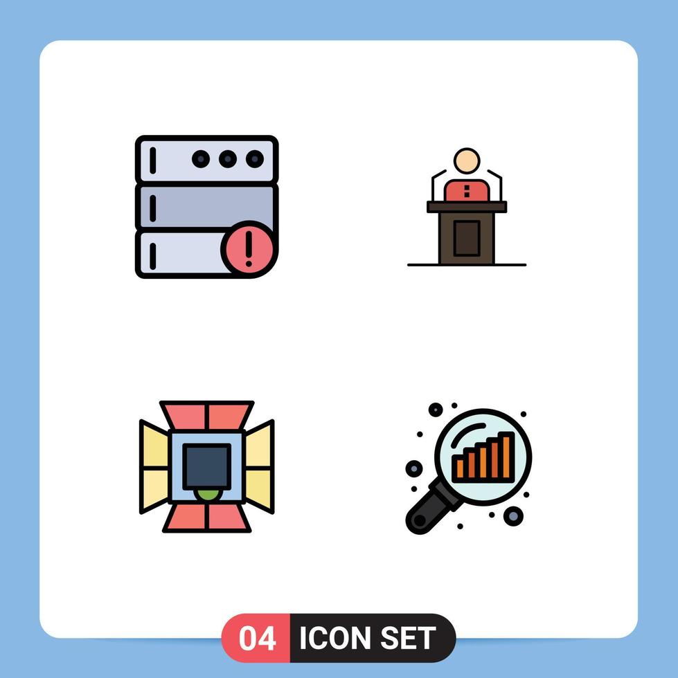 4 Thematic Vector Filledline Flat Colors and Editable Symbols of alert speech speaker professional light Editable Vector Design Elements