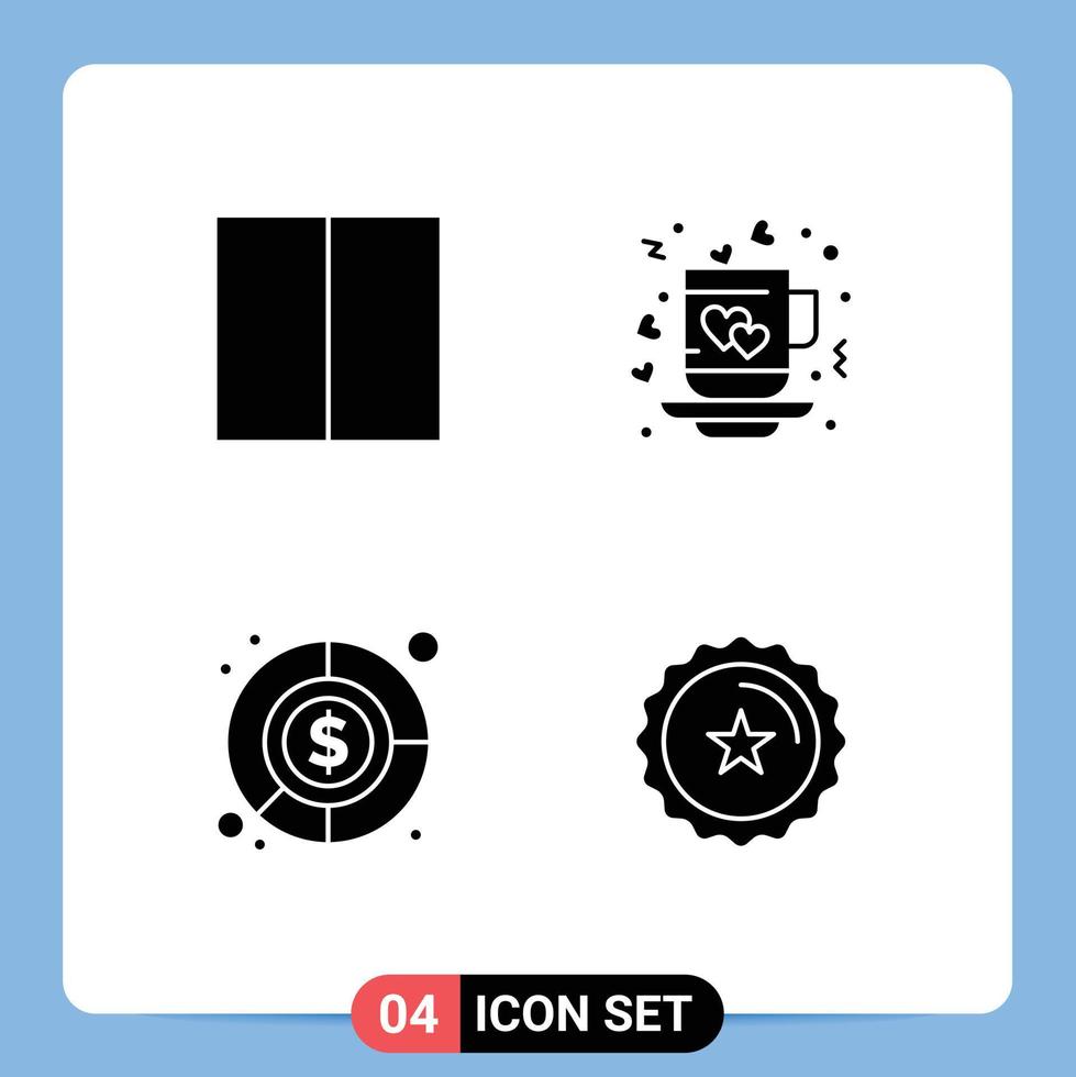 Set of 4 Vector Solid Glyphs on Grid for grid accounting workspace love fund Editable Vector Design Elements