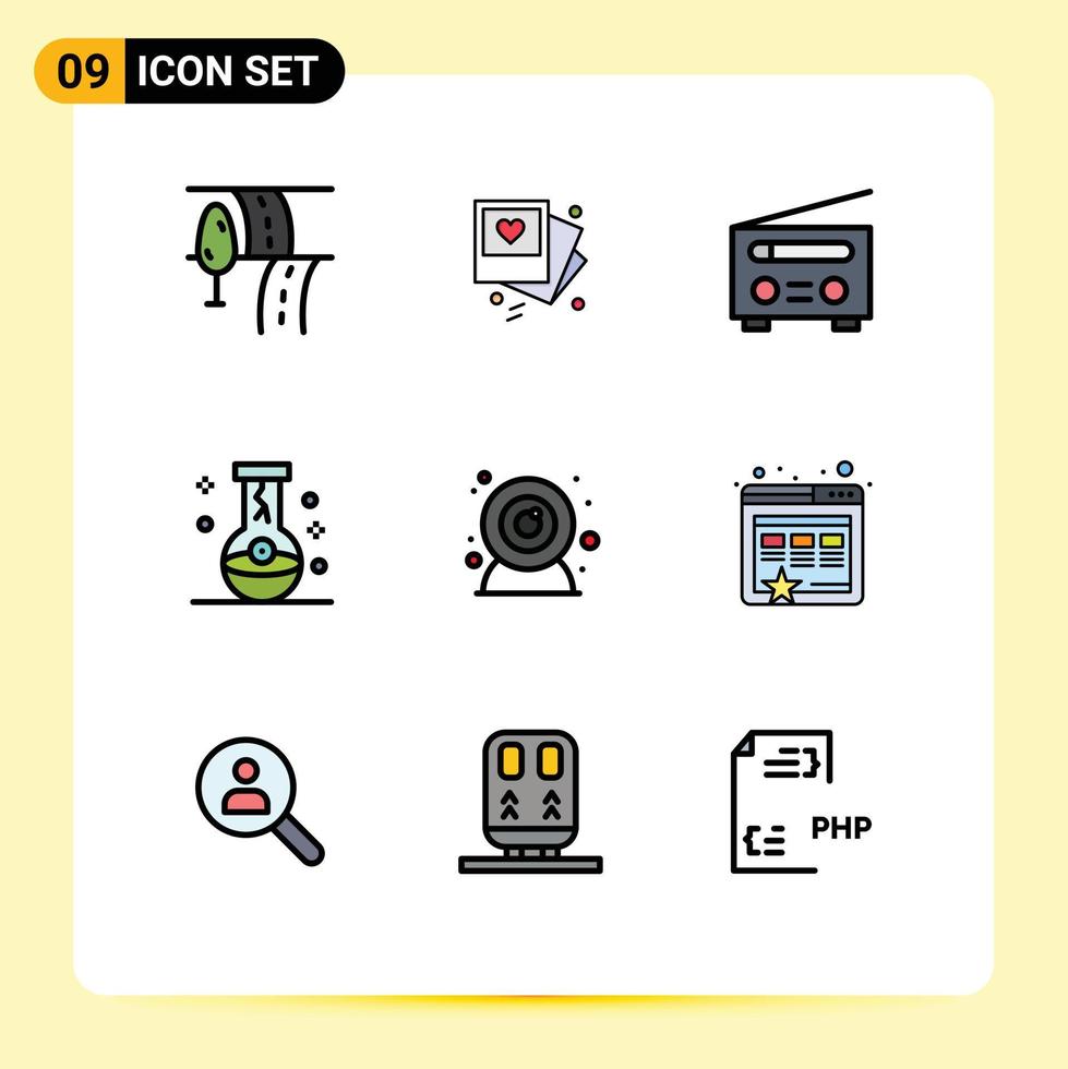 9 Creative Icons Modern Signs and Symbols of web cam magic interface halloween eye Editable Vector Design Elements