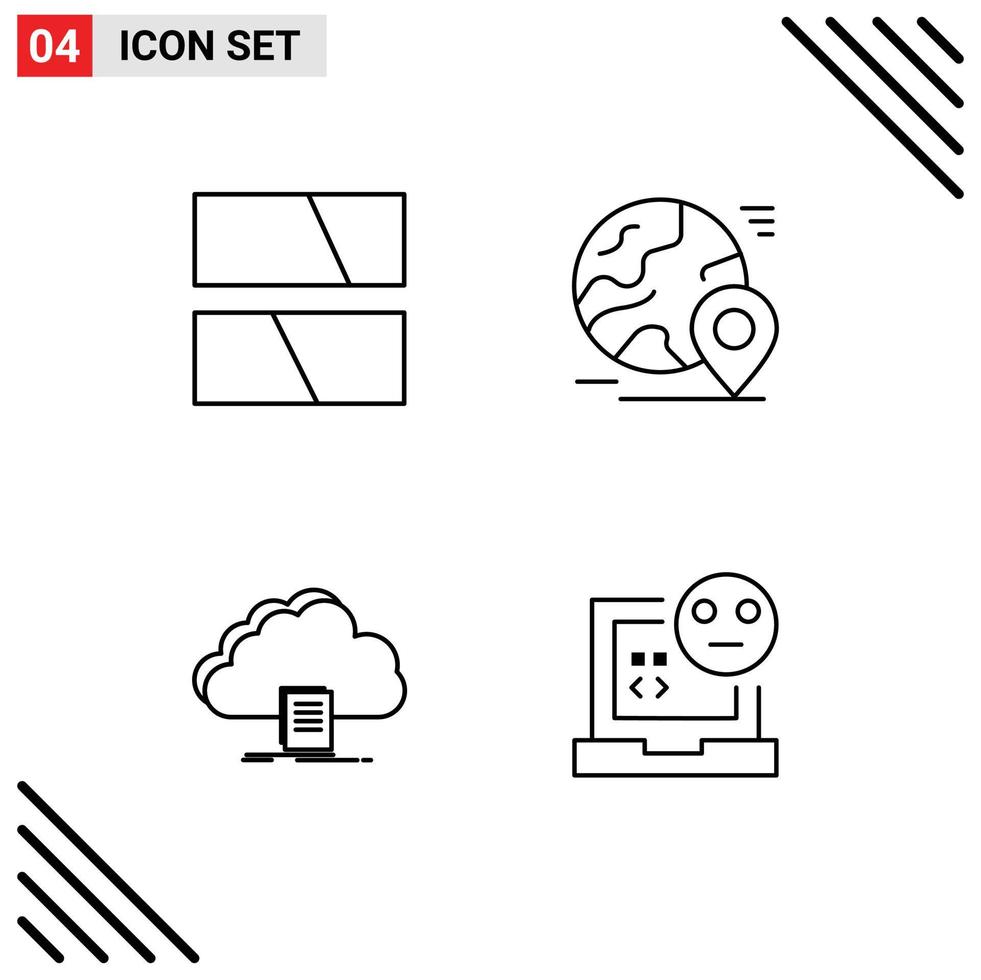 Modern Set of 4 Filledline Flat Colors Pictograph of editing cloud layout pin document Editable Vector Design Elements